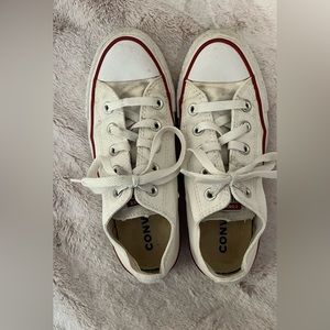 Converse White Chuck Taylor’s, low ankle, 6